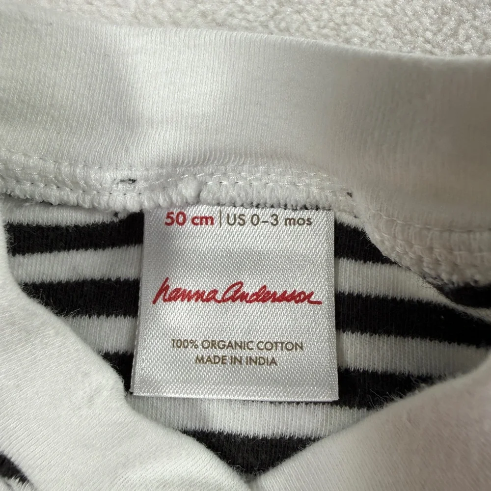Hanna Andersson Baby 0-3M Organic Cotton Striped Snap Footed Sleeper Black White